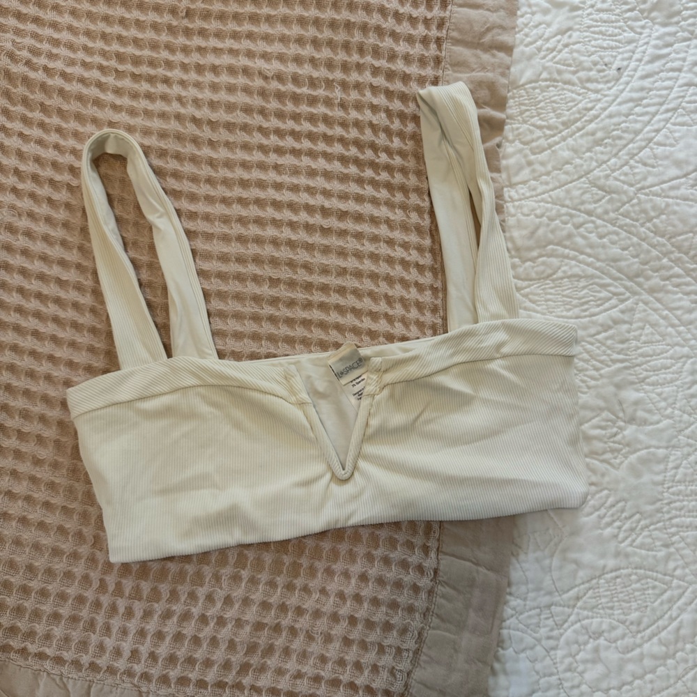 L SPACE LSPACE white bikini v notch top
